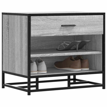 vidaXL cipőpad szürke Sonoma 60x40x53,5 cm Gépi fa és fém