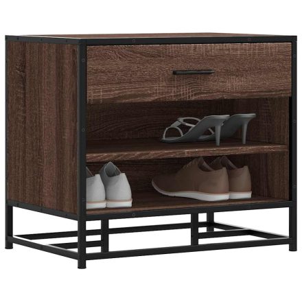 vidaXL cipőpad barna tölgy 60x40x53,5 cm Gépi fa és fém