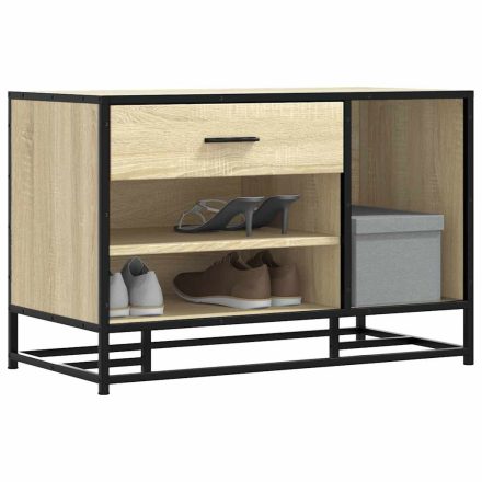 vidaXL cipőpad Sonoma tölgy 80x40x53,5 cm Gépelt fa és fém