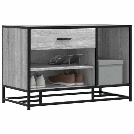 vidaXL cipőpad szürke Sonoma 80x40x53,5 cm Gépi fa és fém