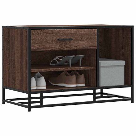 vidaXL cipőpad barna tölgy 80x40x53,5 cm Gépi fa és fém