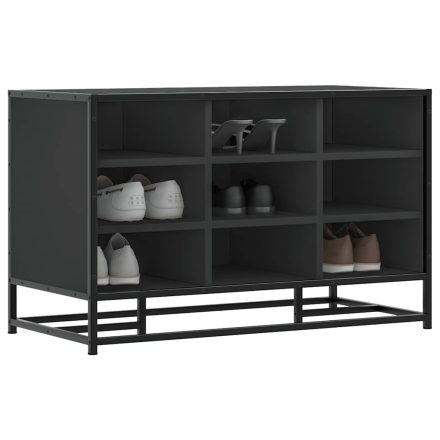 vidaXL Cipőpad Fekete 84x40x53,5 cm Fából és fémből készült pad