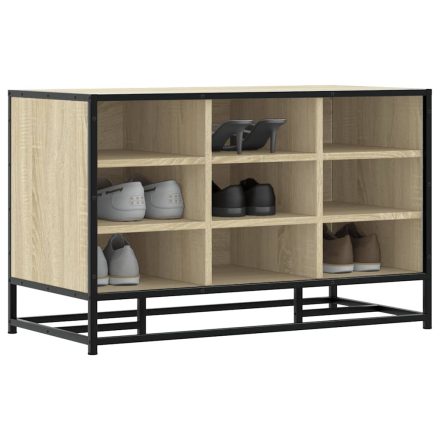 vidaXL cipőpad Sonoma tölgy 84x40x53,5 cm Gépelt fa és fém