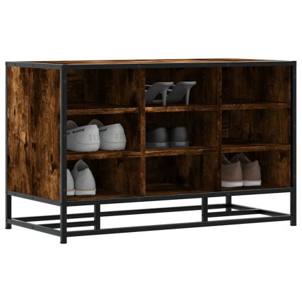 vidaXL cipőpad füstölt tölgy 84x40x53,5 cm fából és fémből készült