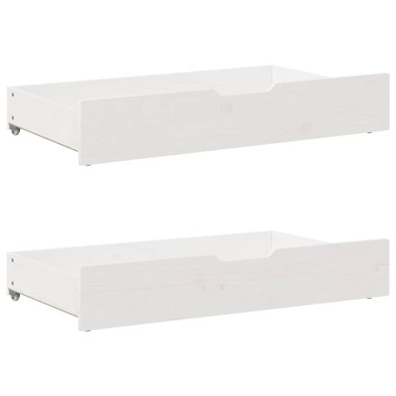 vidaXL 2 db fehér tömör fenyőfa ágy alatti fiók 95 x 55 x 17 cm