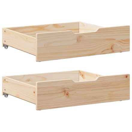 vidaXL 2 db tömör fenyőfa ágy alatti fiók kerekekkel 75 x 55 x 17 cm