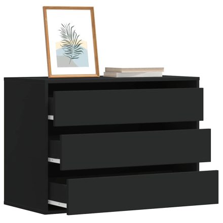 vidaXL fekete szerelt fa fiókos sarokszekrény 80 x 41 x 58 cm