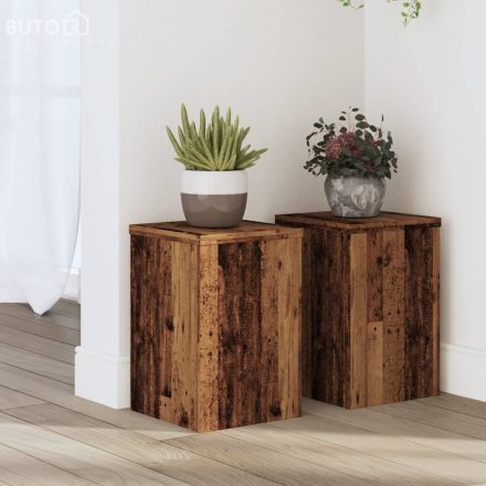 vidaXL 2 db antik fa színű szerelt fa növénytartó állvány 20x20x30 cm