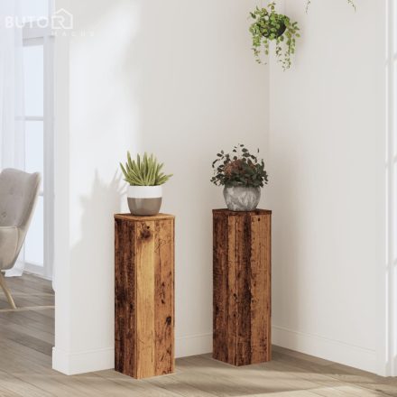 vidaXL 2 db antik fa színű szerelt fa növénytartó állvány 17x17x60 cm