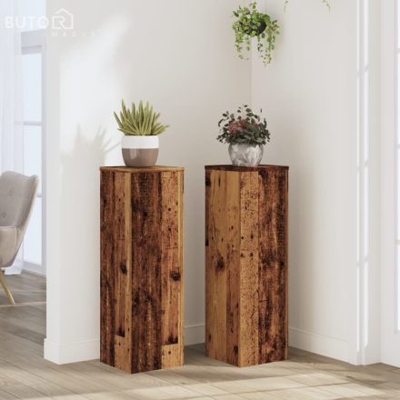 vidaXL 2 db antik fa színű szerelt fa növénytartó állvány 25x25x80 cm