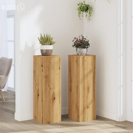 vidaXL 2 db kézműves tölgy szerelt fa növénytartó állvány 25x25x80 cm