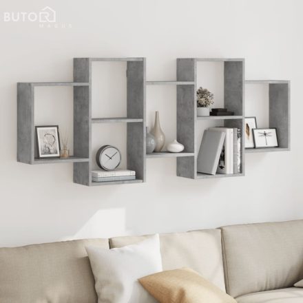 vidaXL betonszürke szerelt fa fali polc 159 x 18 x 65 cm