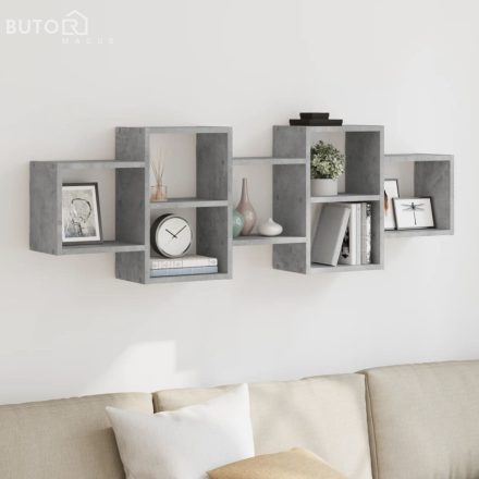 vidaXL betonszürke szerelt fa fali polc 129 x 18 x 42 cm