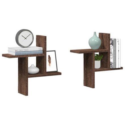 vidaXL 2 db barna tölgyszínű szerelt fa fali kockapolc 38 x 12 x 38 cm