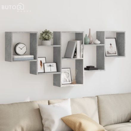 vidaXL betonszürke szerelt fa fali polc 159 x 18 x 66 cm