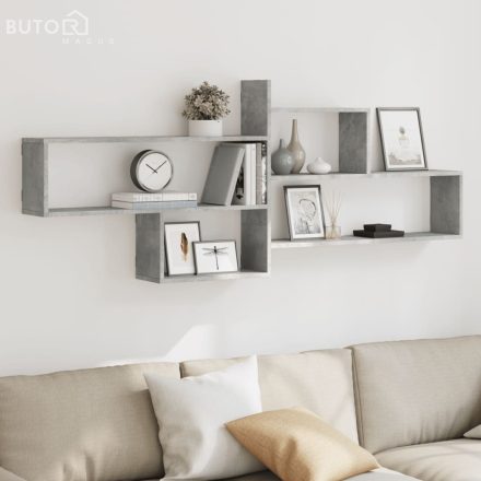 vidaXL betonszürke szerelt fa fali polc 167,5 x 18 x 68 cm