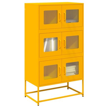 vidaXL Highboard Mustársárga 68x39x123 cm Acél