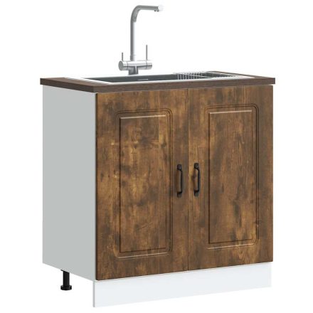 vidaXL Mosogató sljzat szekrény Kalmar füstölt tölgy 80x46x81,5 cm