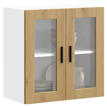 vidaXL konyhai fali szekrény üvegajtóval "Porto" Artisan Oak