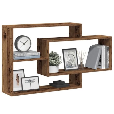 vidaXL antik fa színű szerelt fa fali polc 104x20x58,5 cm