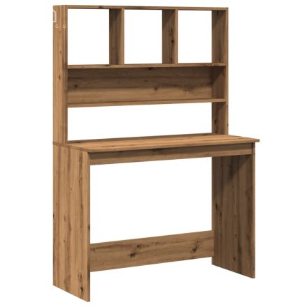 vidaXL kézműves tölgy szerelt fa íróasztal polcokkal 102 x 45 x 148 cm