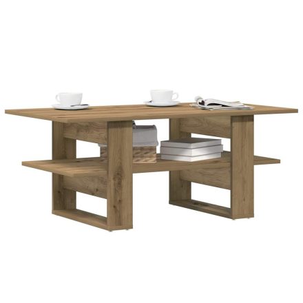 vidaXL kézműves tölgy színű szerelt fa dohányzóasztal 102 x 55 x 42 cm