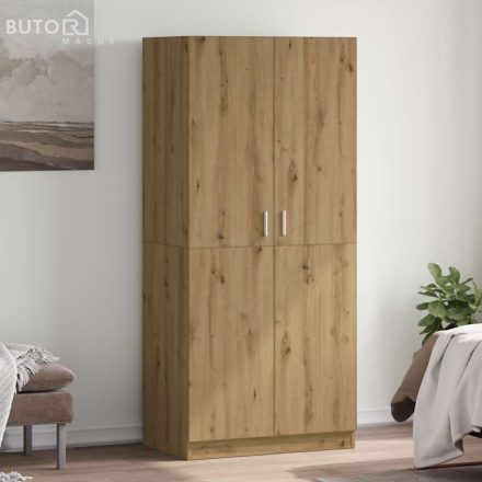 vidaXL kézműves tölgy színű szerelt fa ruhásszekrény 90x52x200 cm