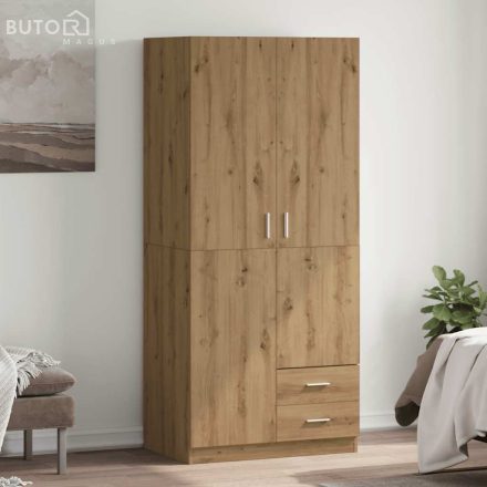 vidaXL kézműves tölgy színű szerelt fa ruhásszekrény 80x52x180 cm