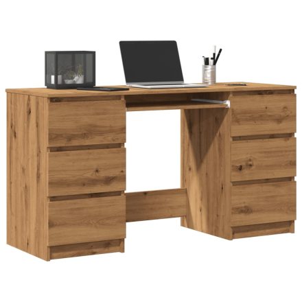 vidaXL kézműves tölgy színű szerelt fa íróasztal 140 x 50 x 77 cm
