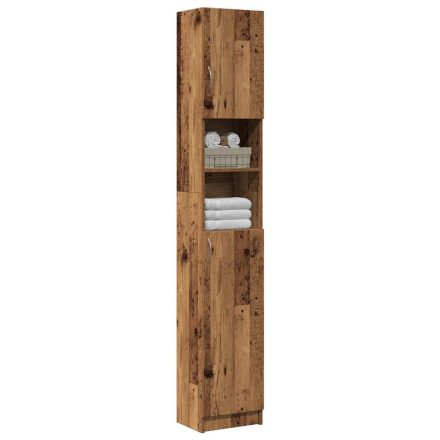 vidaXL Fürdőszobaszekrény régi fa 32x25,5x190 cm gépelt fa