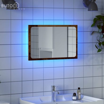 vidaXL antik fa színű fürdőszobatükör LED-világítással 60x8,5x38 cm
