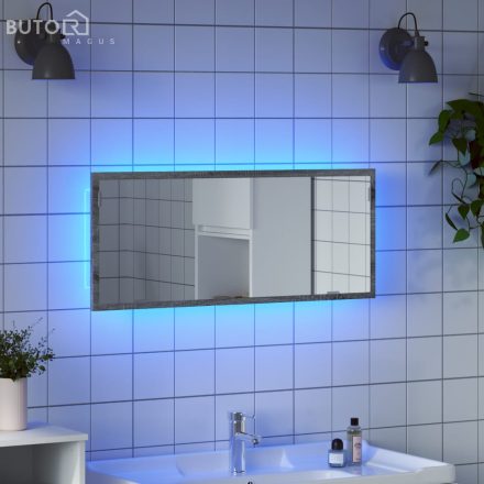 vidaXL szürke sonoma szerelt fa LED-es fürdőszobatükör 100x8,5x37 cm
