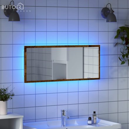 vidaXL antik fa színű szerelt fa LED-es fürdőszobatükör 100x8,5x37 cm