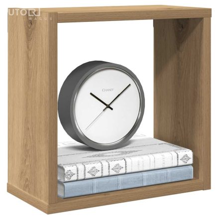 vidaXL 2 db kézműves tölgyszínű szerelt fa fali kockapolc 30x15x30 cm