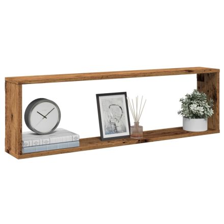 vidaXL 2 db antik fa színű szerelt fa fali kockapolc 100 x 15 x 30 cm