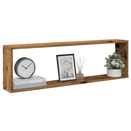 vidaXL 4 db antik fa színű szerelt fa fali kockapolc 100 x 15 x 30 cm
