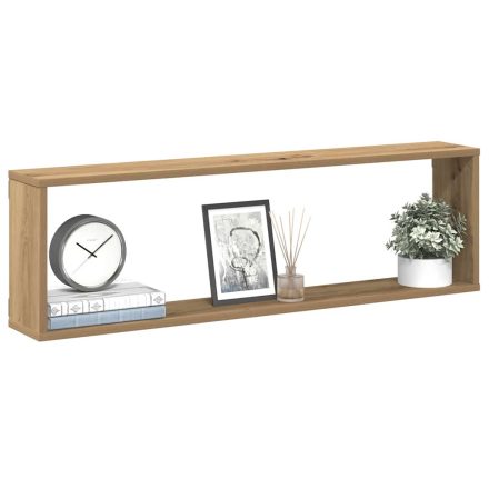vidaXL 4 db kézműves tölgyszínű szerelt fa fali kockapolc 100x15x30 cm