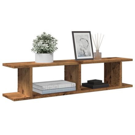 vidaXL 2 db antik fa színű szerelt fa fali polc 90 x 18 x 20 cm