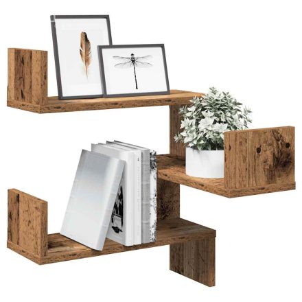 vidaXL 2 db antik fa színű szerelt fa fali sarokpolc 40 x 40 x 49,5 cm