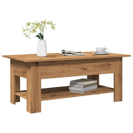 vidaXL kézműves tölgy színű szerelt fa dohányzóasztal 102 x 55 x 42 cm
