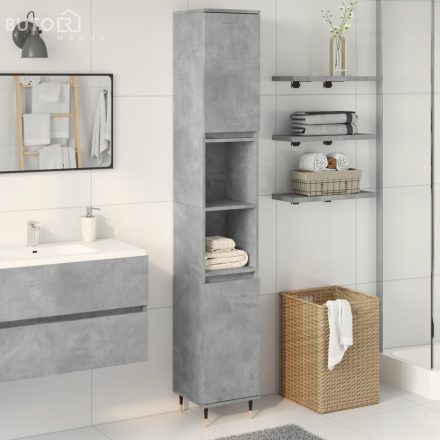 vidaXL betonszürke szerelt fa fürdőszobaszekrény 30 x 30 x 190 cm