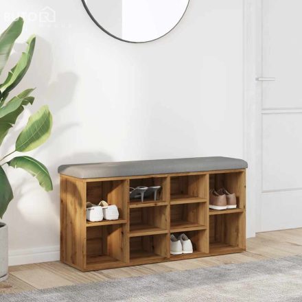 vidaXL kézműves tölgy szerelt fa cipőtároló pad 102x32x50 cm