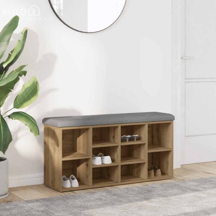 vidaXL kézműves tölgy szerelt fa cipőtároló pad 82x32x45,5 cm