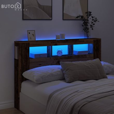vidaXL antik fa színű szerelt fa LED-es fejtámla 160x18,5x103,5 cm