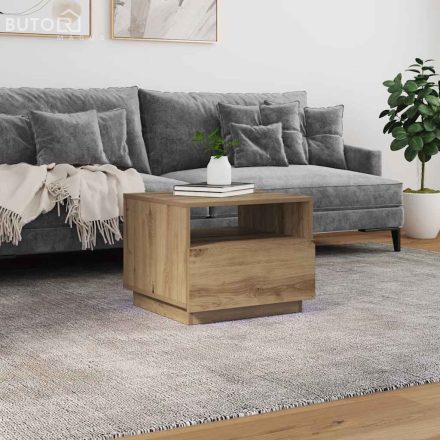 vidaXL kézműves tölgyszínű dohányzóasztal LED-lámpákkal 50x49x40 cm