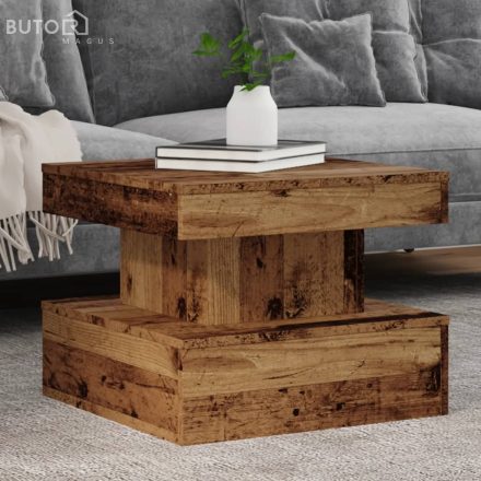 vidaXL antik fa színű dohányzóasztal LED-lámpákkal 50 x 50 x 40 cm