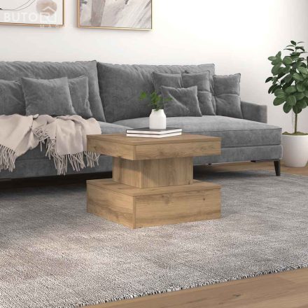 vidaXL kézműves tölgy színű dohányzóasztal LED-lámpákkal 50x50x40cm