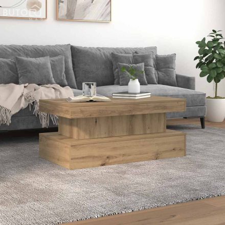 vidaXL kézműves tölgy színű dohányzóasztal LED-lámpákkal 90x50x40 cm