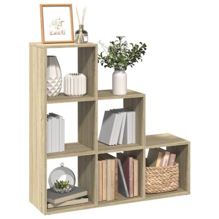 vidaXL 3 szintes sonoma tölgy fa térelválasztó könyvespolc 99x29x99 cm