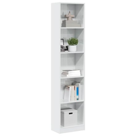 vidaXL magasfényű fehér szerelt fa könyvespolc 40 x 24 x 176 cm